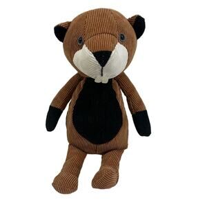Manhattan Toy Folksy Foresters Corduroy Ribbed Beaver Plush Stuffed Animal Toy